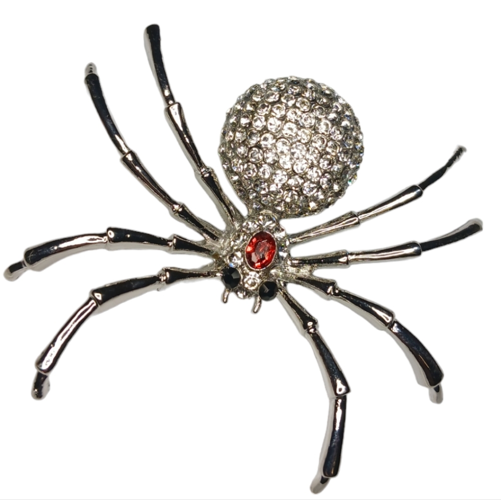 Bling Spider Pin Rhinestone Brooch - Picture 4 of 4